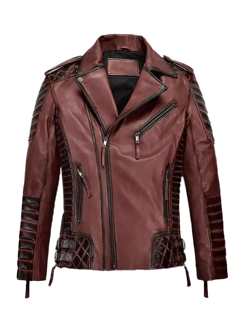 Ernesto Men's Maroon Biker Leather Jacket