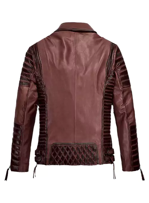 Ernesto Men's Maroon Biker Leather Jacket