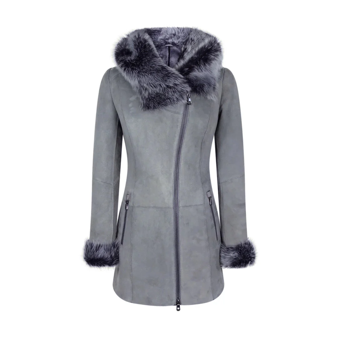 Estevan Women's Grey Sheepskin Coat