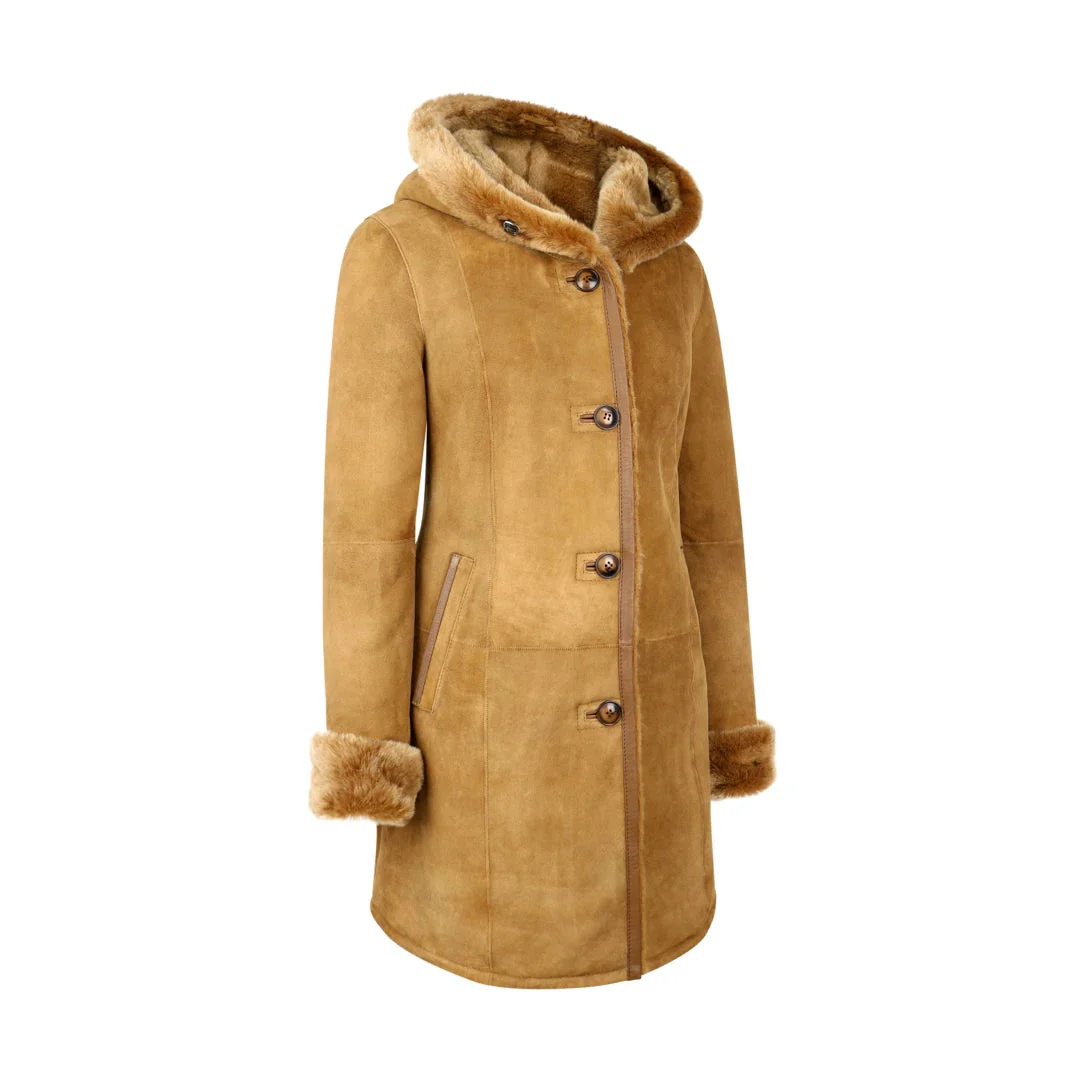 Eugenia Women's Tan Sheepskin Leather Coat