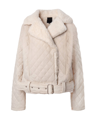 Evelyn Women's Beige Sheepskin Jacket