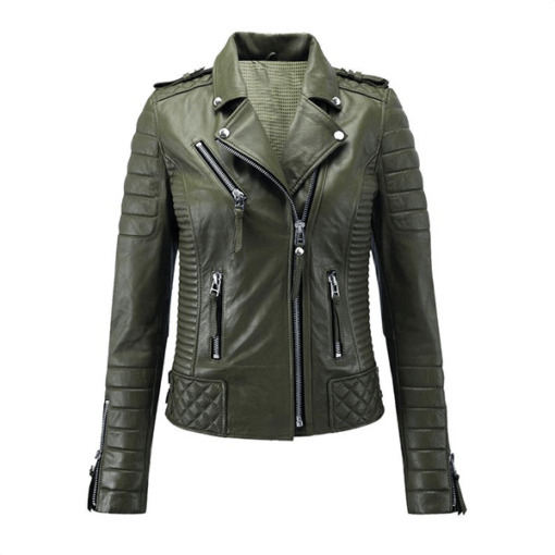 Evelyn Women's Green Rider Leather Jacket