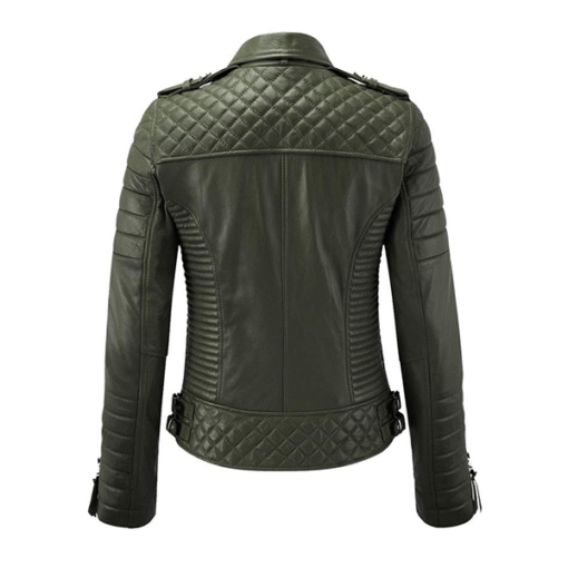 Evelyn Women's Green Rider Leather Jacket