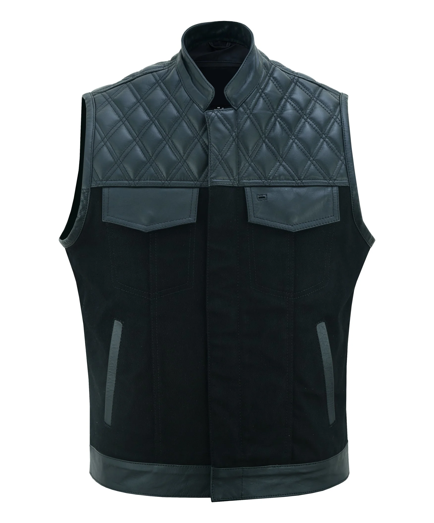 Ewald Men's Black Leather Gilet