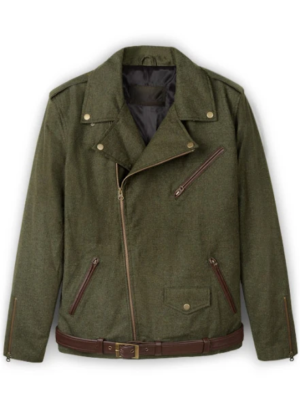 Gudrun Men's Green Moto Leather Jacket