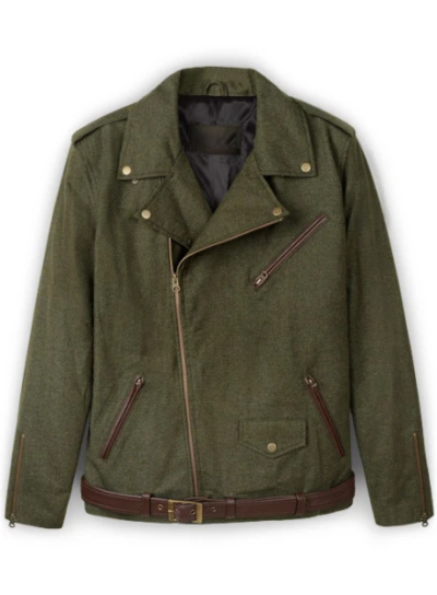 Gudrun Men's Green Moto Leather Jacket