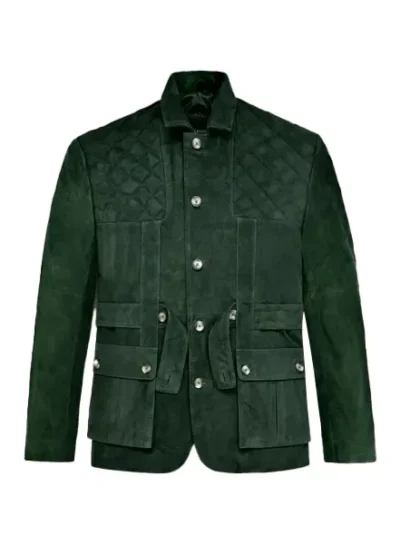 Hauck Men's Green Leather Blazer Jacket