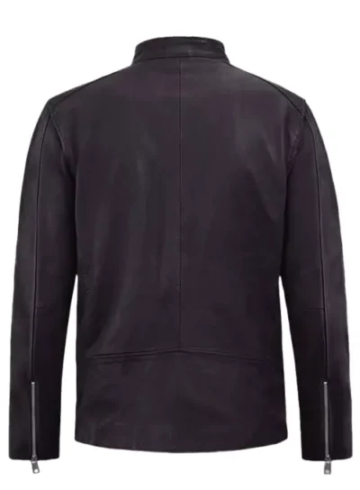 Hawkins Men's Purple Cafe Racer Leather Jacket