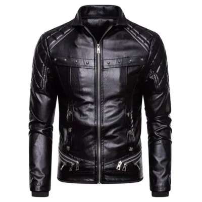 Heidi Men's Black Biker Leather Jacket