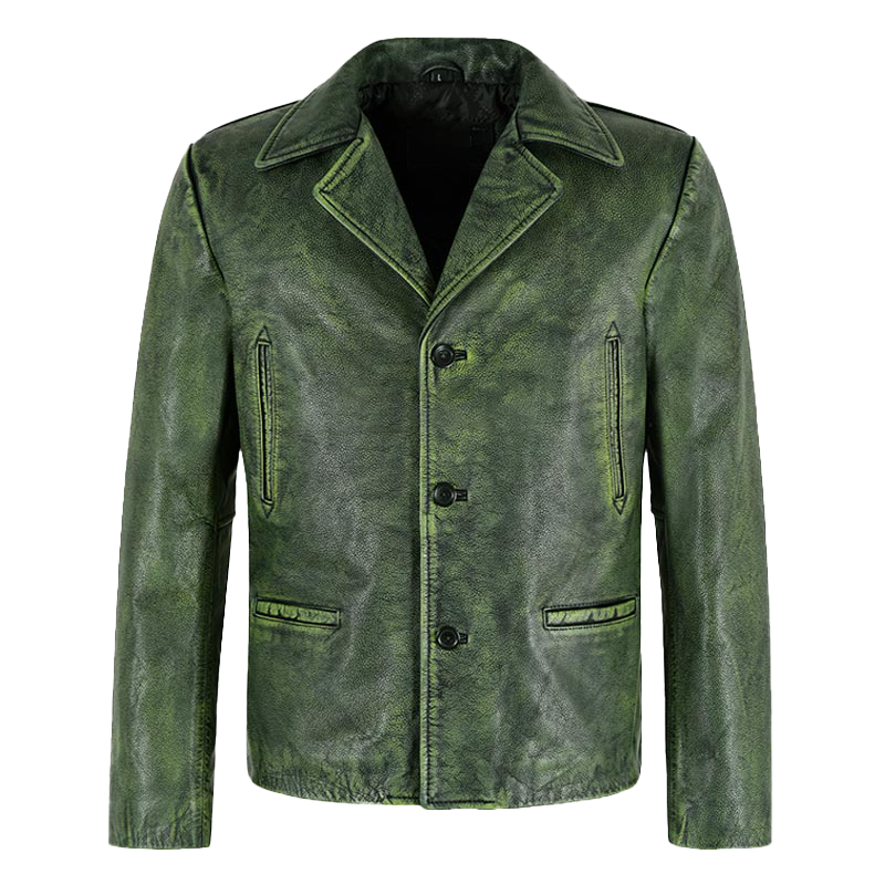 Horacio Men's Green Vintage Leather Blazer