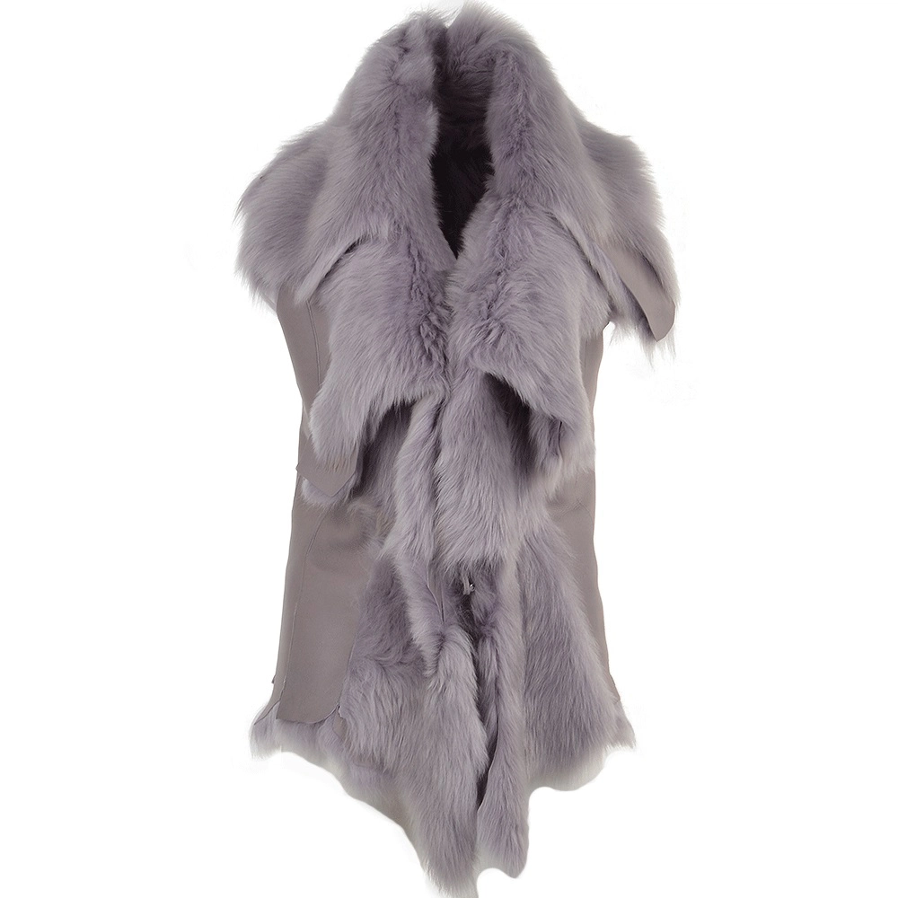 Irene Women's Grey Suede Leather Gilet