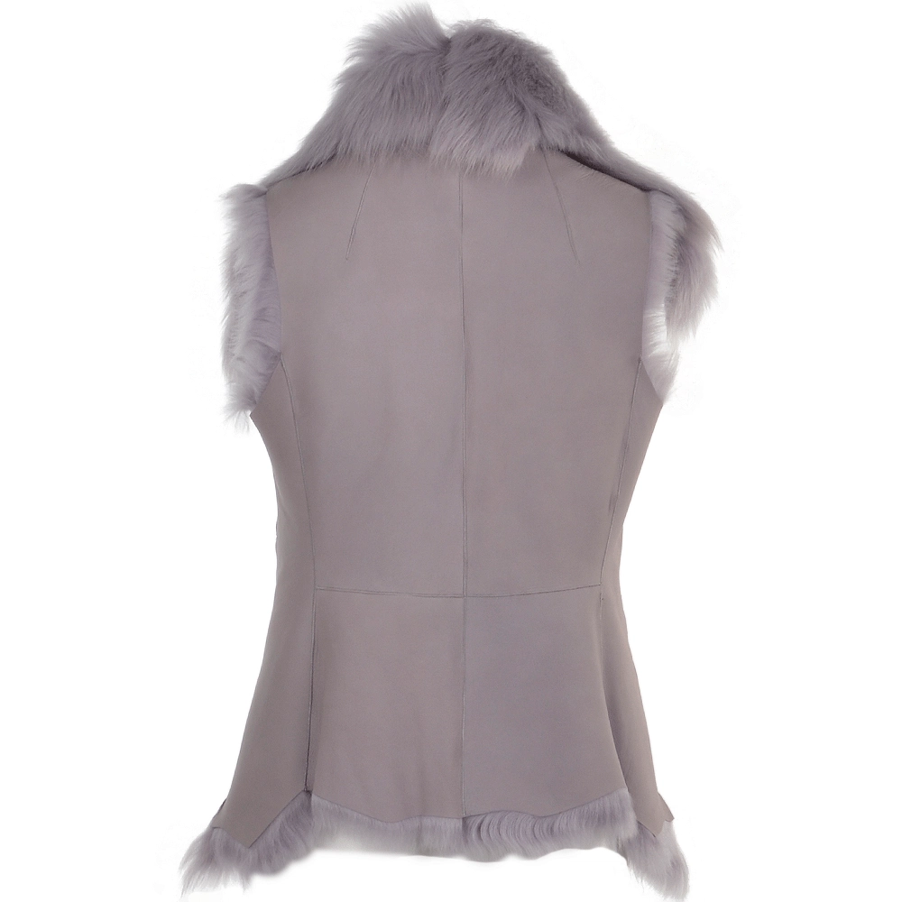 Irene Women's Grey Suede Leather Gilet