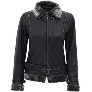 Jacelyn Women's Black Shearling Leather Jacket