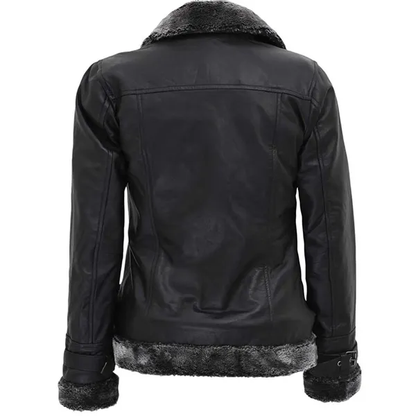 Jacelyn Women's Black Shearling Leather Jacket