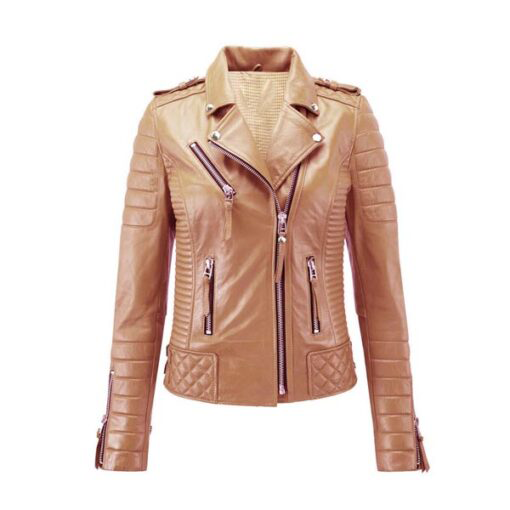 Kamryn Women's Camel Rider Leather Jacket