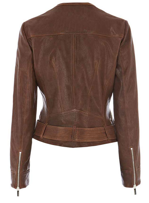 Kelsie Ladies Brown Biker Leather Jacket