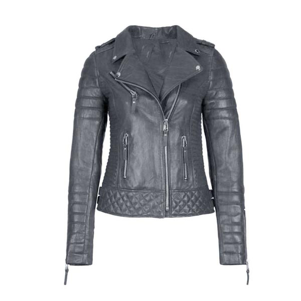 Kendrick Women's Grey Rider Leather Jacket