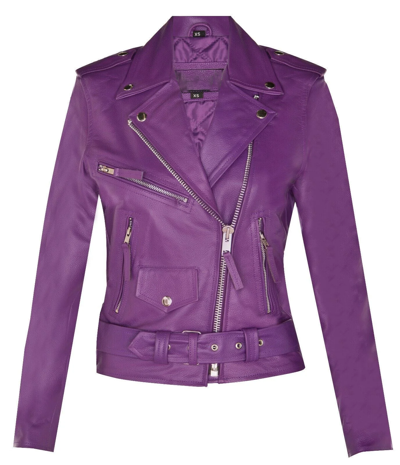 Lacey Women's Purple Moto Leather Jacket