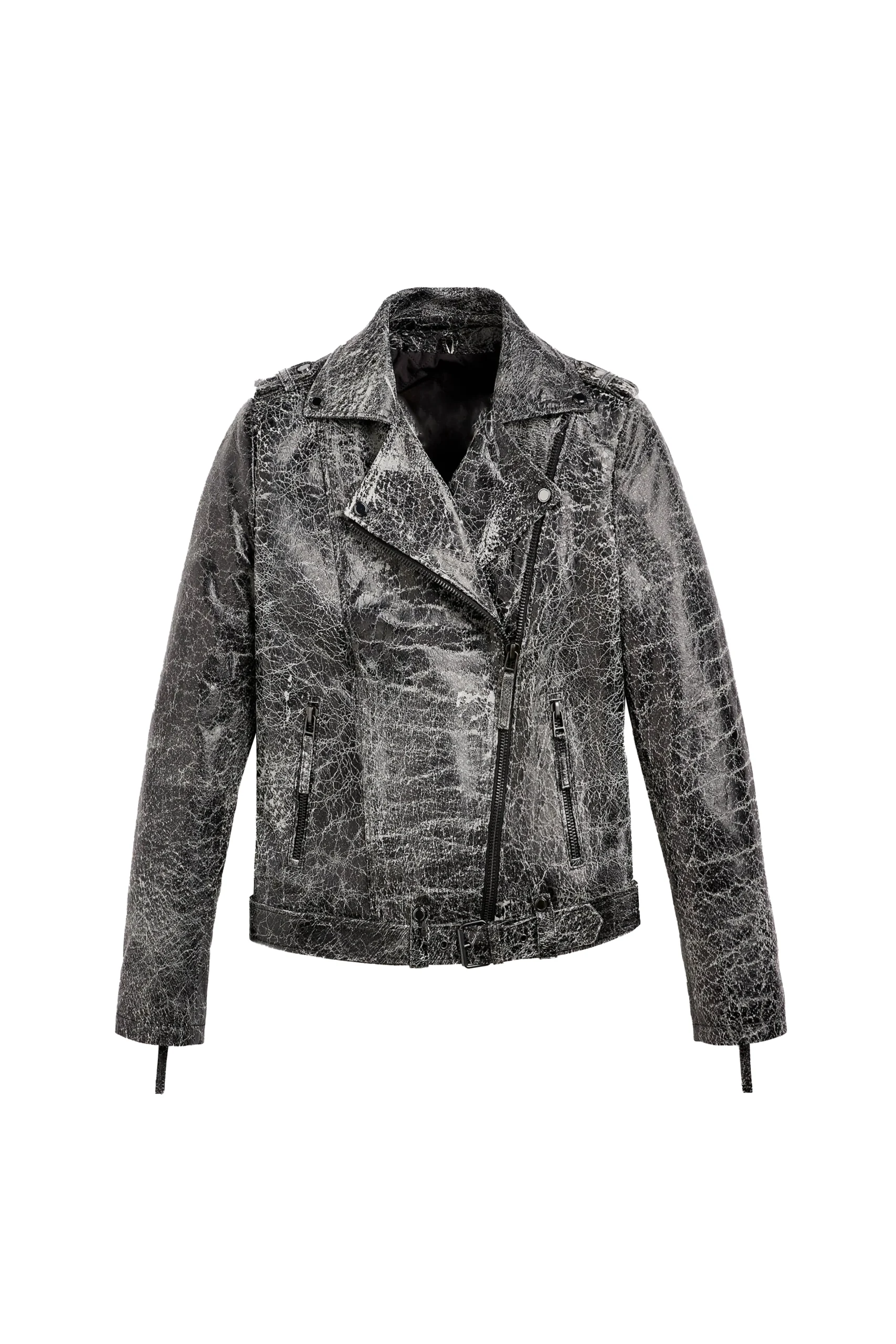 Latoyia Ladies Grey Leather Jacket