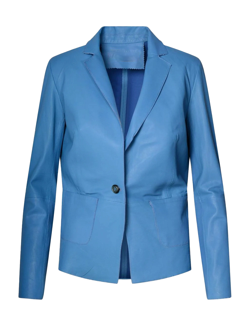 Lavenia Women's Blue Leather Blazer