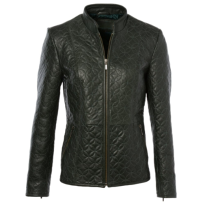 Leandro Ladies Green Leather Jacket