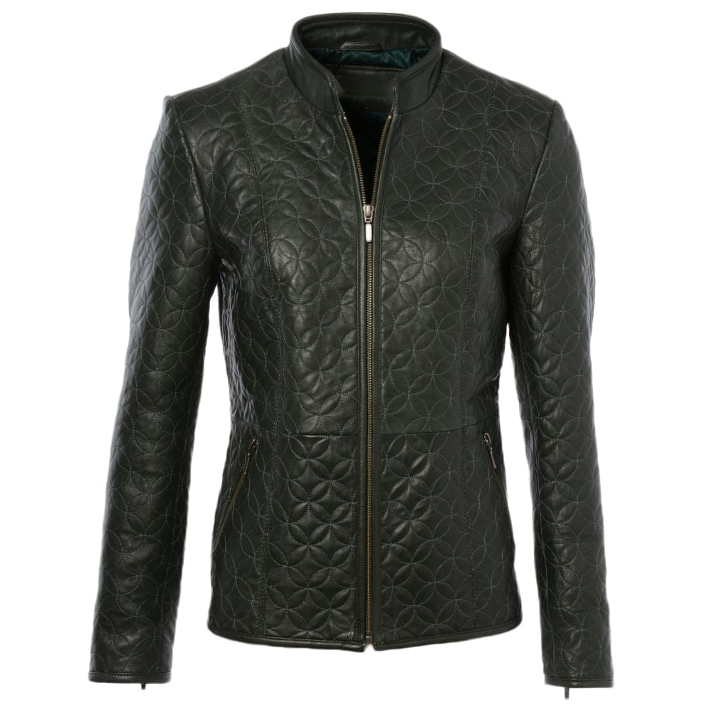 Leandro Ladies Green Leather Jacket