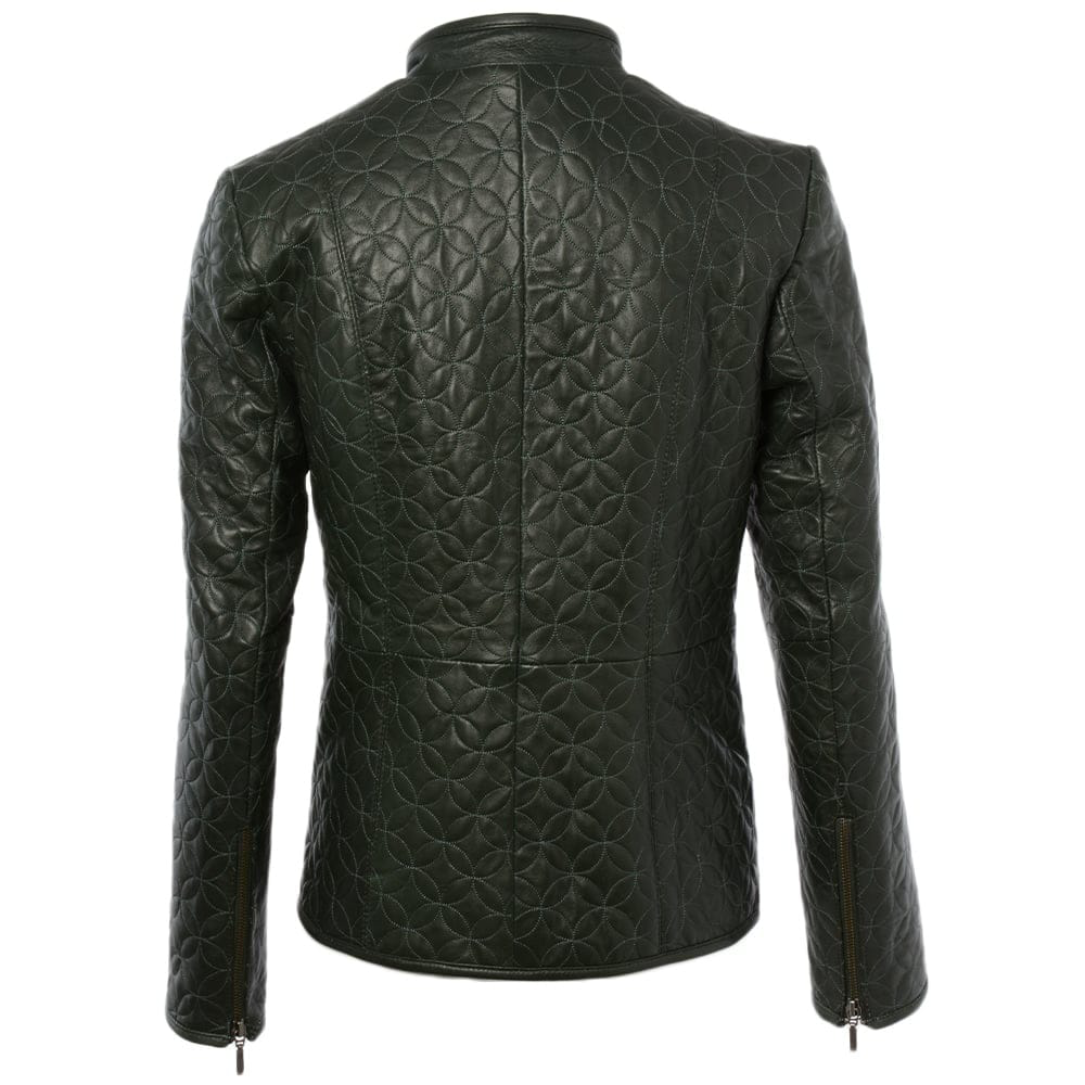 Leandro Ladies Green Leather Jacket