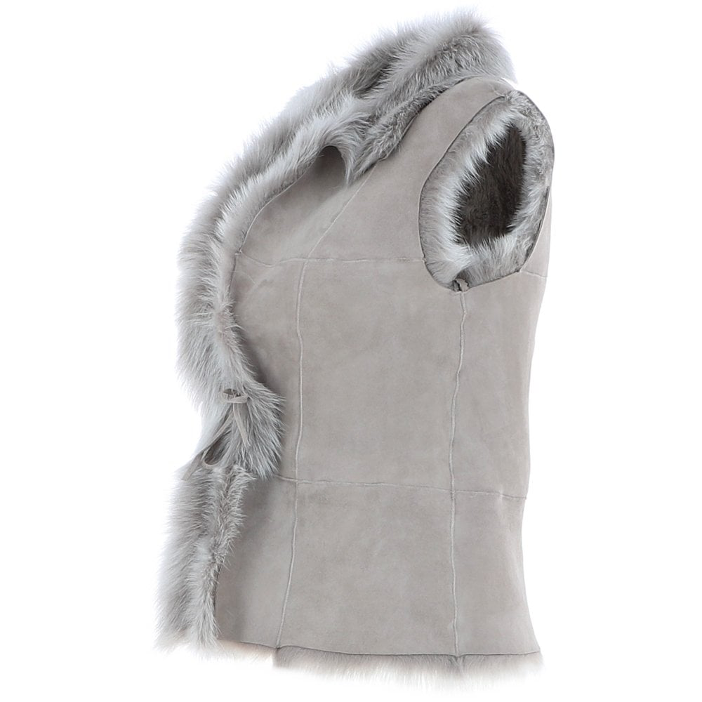 Leslie Women's Grey Suede Leather Gilet