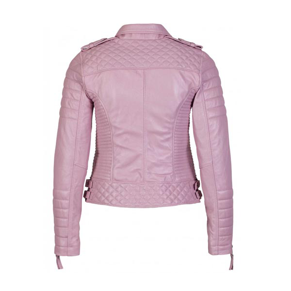 Lizeth Women's Pink Rider Leather Jacket