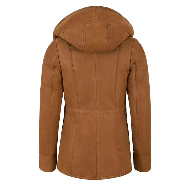 Lorenz Ladies Tan Hooded Sheepskin Coat