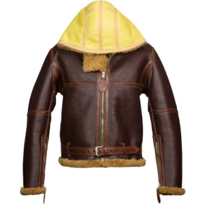 Lucretia Men's RAF WW2 Hooded Aviator Leather Jacket