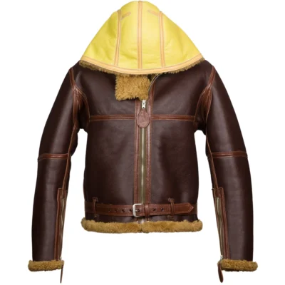 Lucretia Men's RAF WW2 Hooded Aviator Leather Jacket