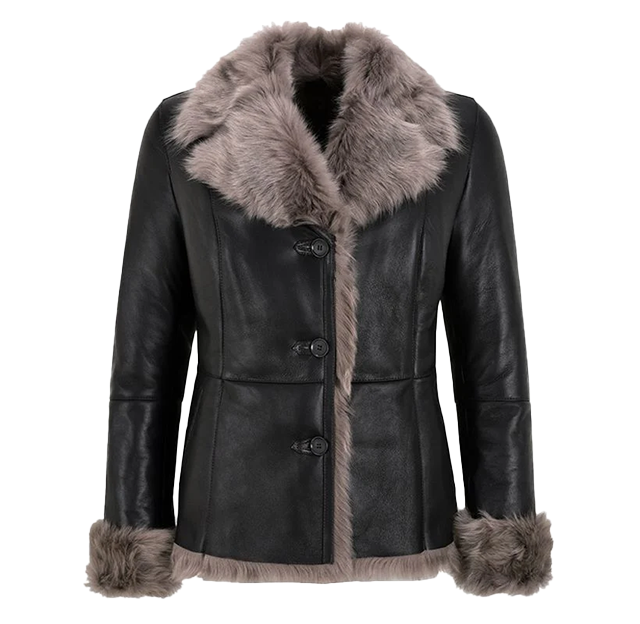 Ludwig Women's Black Sheepskin Leather Jacket