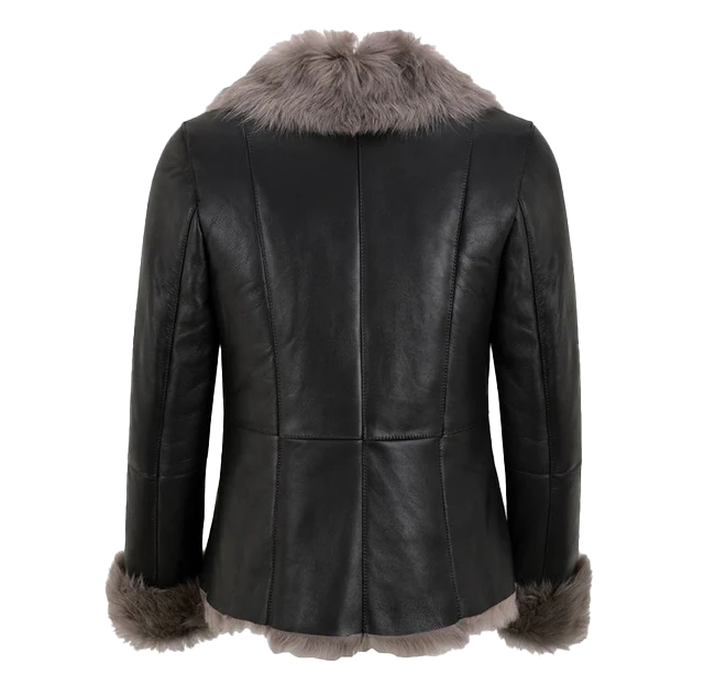 Ludwig Women's Black Sheepskin Leather Jacket