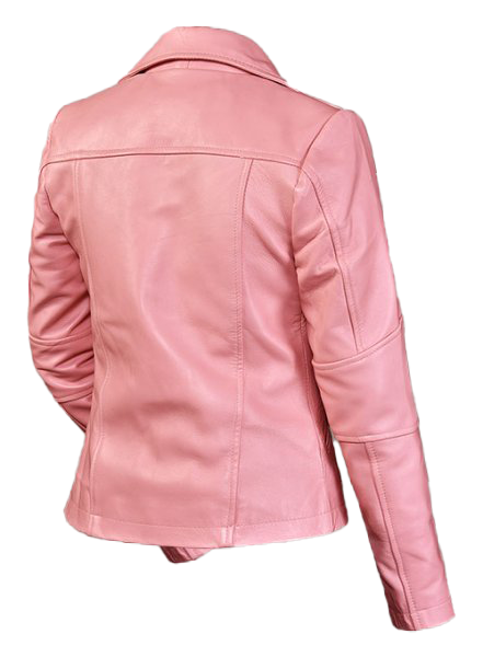 Macie Ladies Pink Moto Leather Jacket