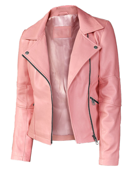 Macie Ladies Pink Moto Leather Jacket