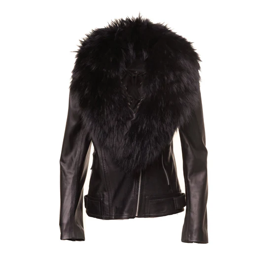 Madisyn Women's Black Shearling Leather Jacket