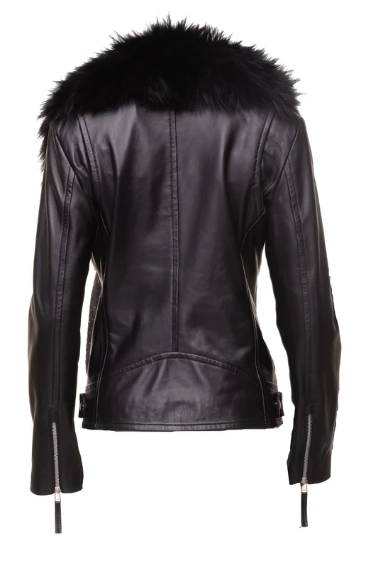 Madisyn Women's Black Shearling Leather Jacket