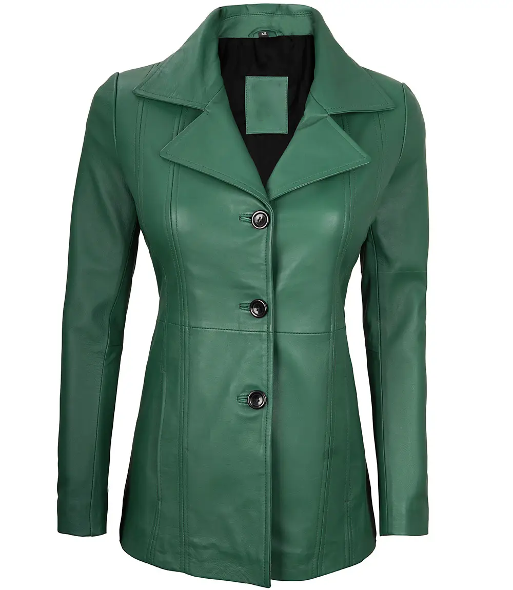 Marilou Women's Green Leather Blazer