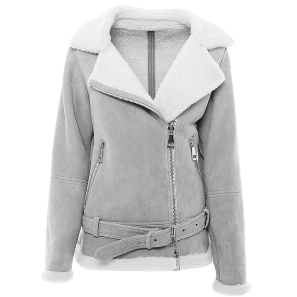 Matilda Women's Grey Suede Shearling Jacket