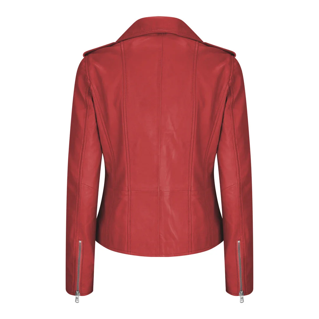 Mavis Women's Red Rider Leather Jacket