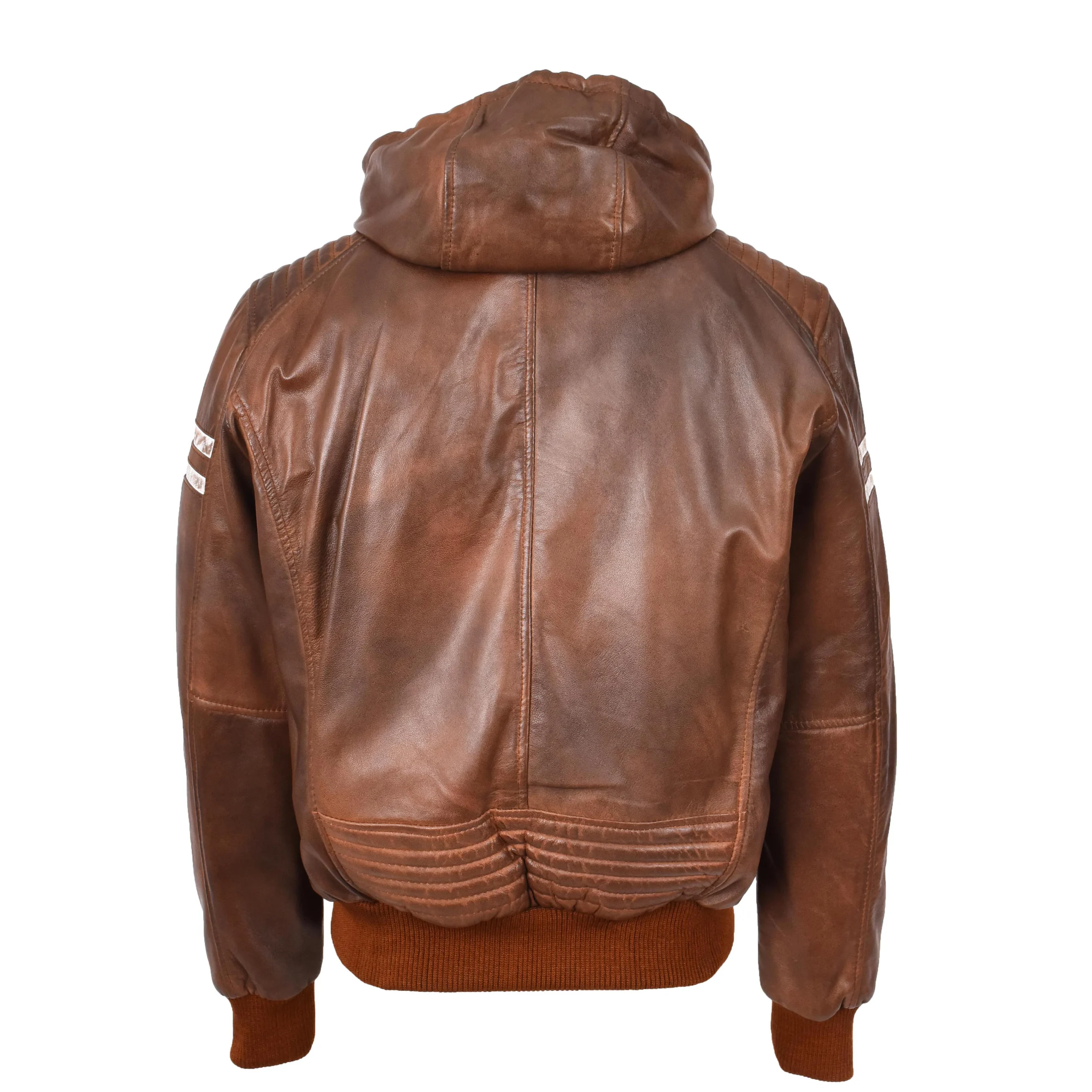 Mawson Men's Brown Hooded Bomber Leather Jacket