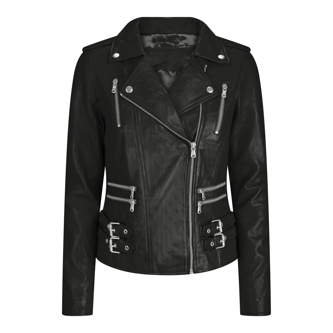 Melba Women's Black Rider Leather Jacket