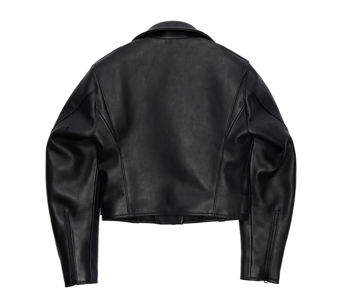 Melvin Ladies Black Cropped Moto Leather Jacket