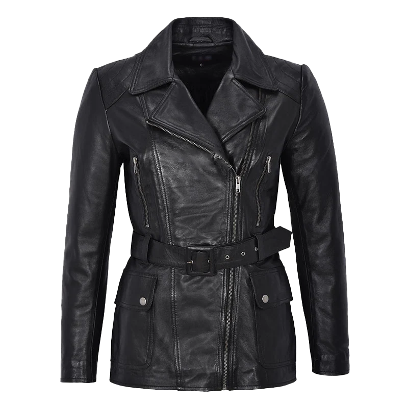 Minerva Women's Black Leather Blazer