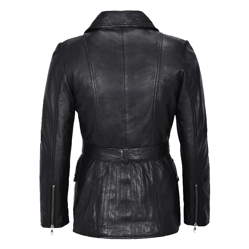 Minerva Women's Black Leather Blazer