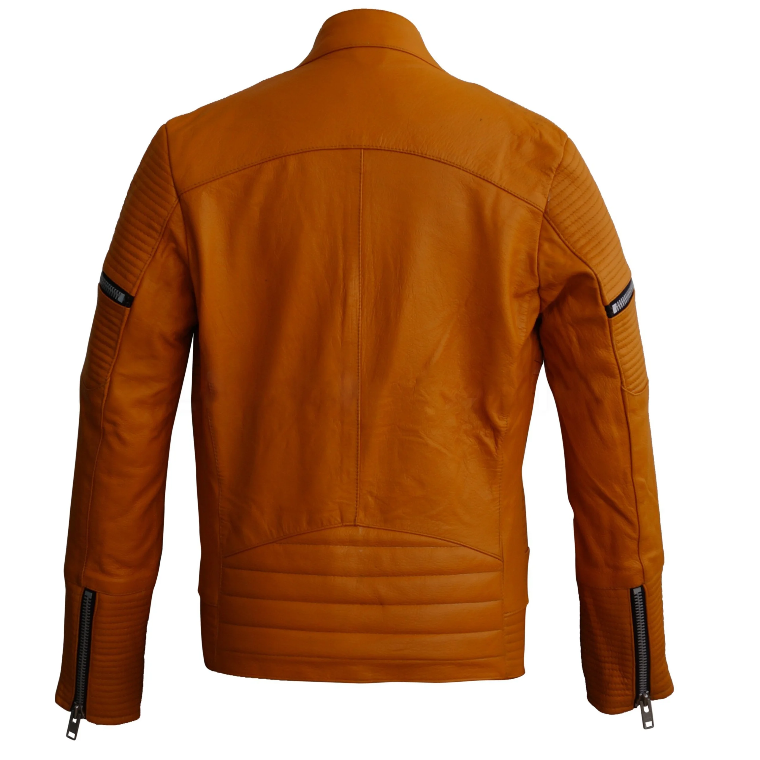 Monroe Ladies Yellow Biker Leather Jacket