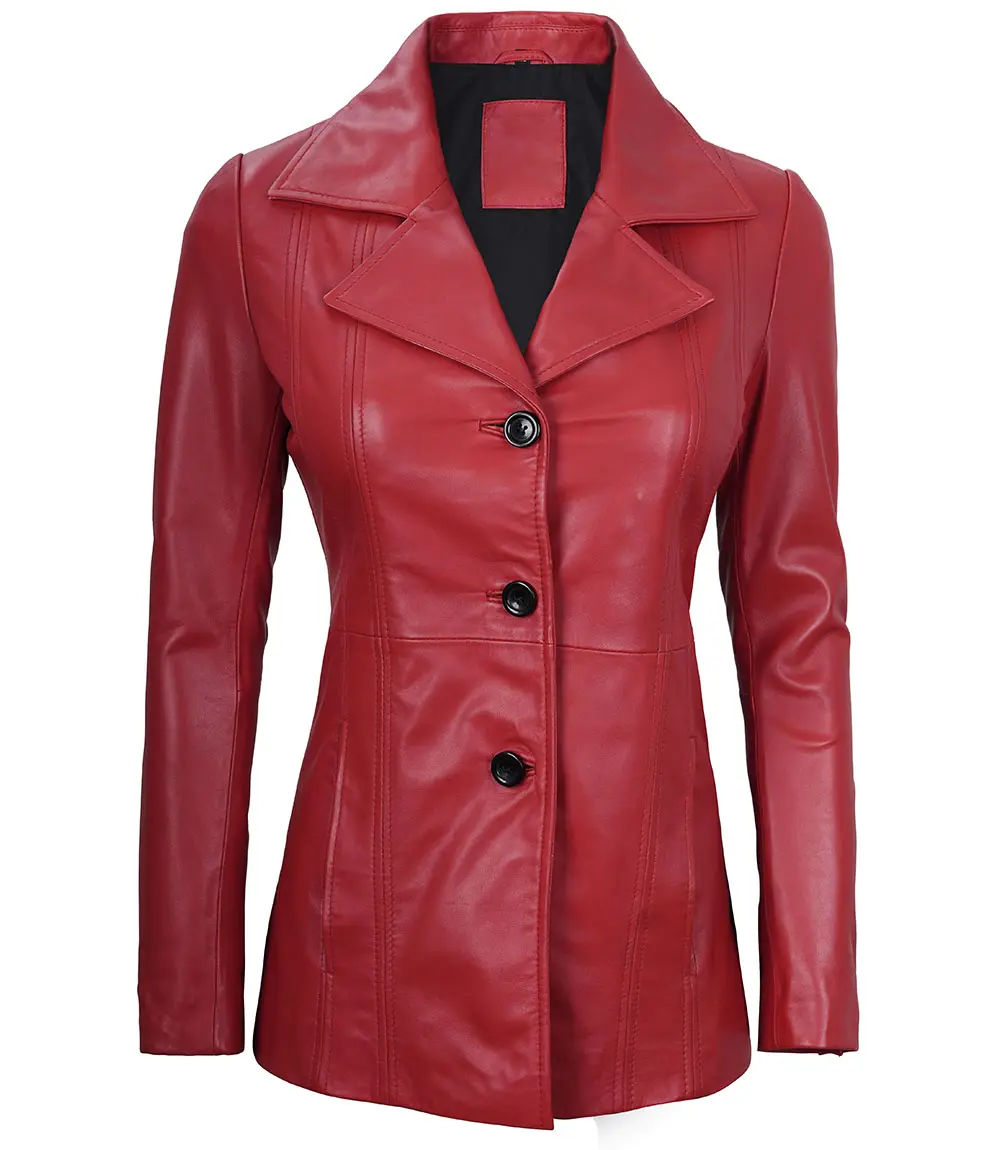 Muriel Women's Red Leather Blazer