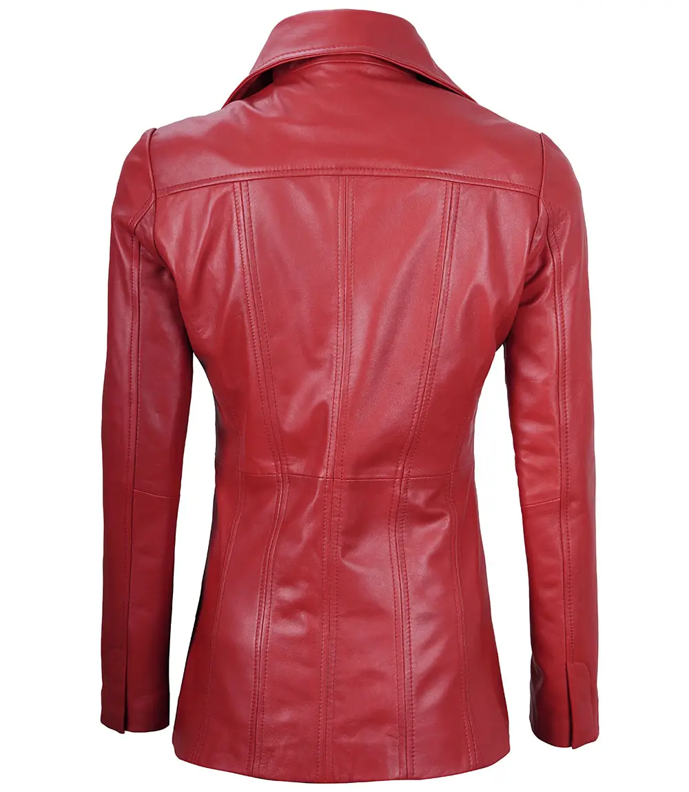 Muriel Women's Red Leather Blazer