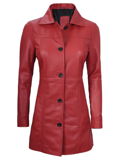 Myra Women's Red Leather Coat